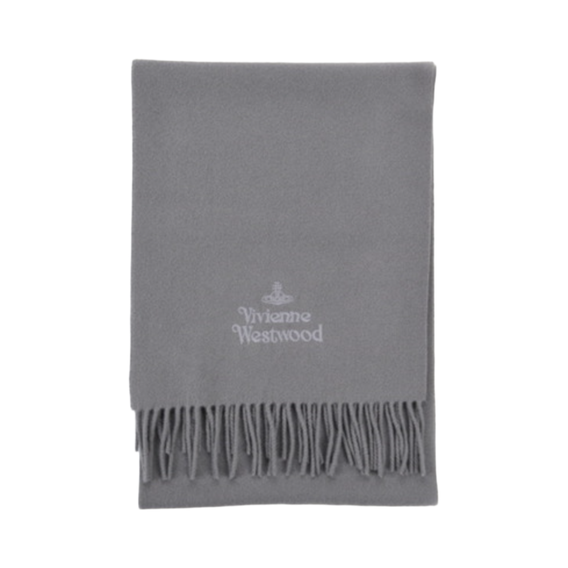 81030007-W00Q7-FP-P403 Vivienne Westwood Embroidered Logo Muffler Light Grey