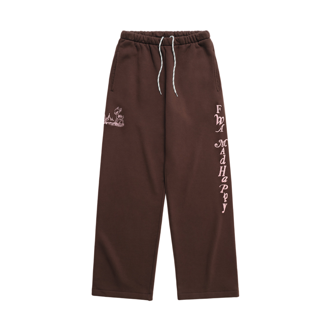 UK01005169 Madhappy Friends With Animals Deer & Bunny Straight Leg Dark Coffee