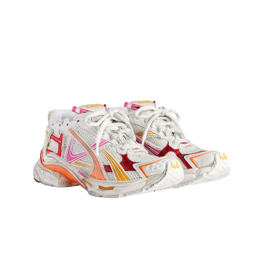 (W) 발렌시아가 러너 스니커즈 화이트 오렌지 핑크 레드((W) Balenciaga Runner Sneaker White Orange Pink Red) - 2