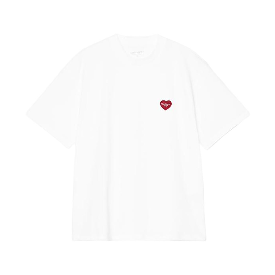 (W) 칼하트 WIP 하트 패치 티셔츠 화이트 레드((W) Carhartt WIP Heart Patch T-Shirt White Red) - 1
