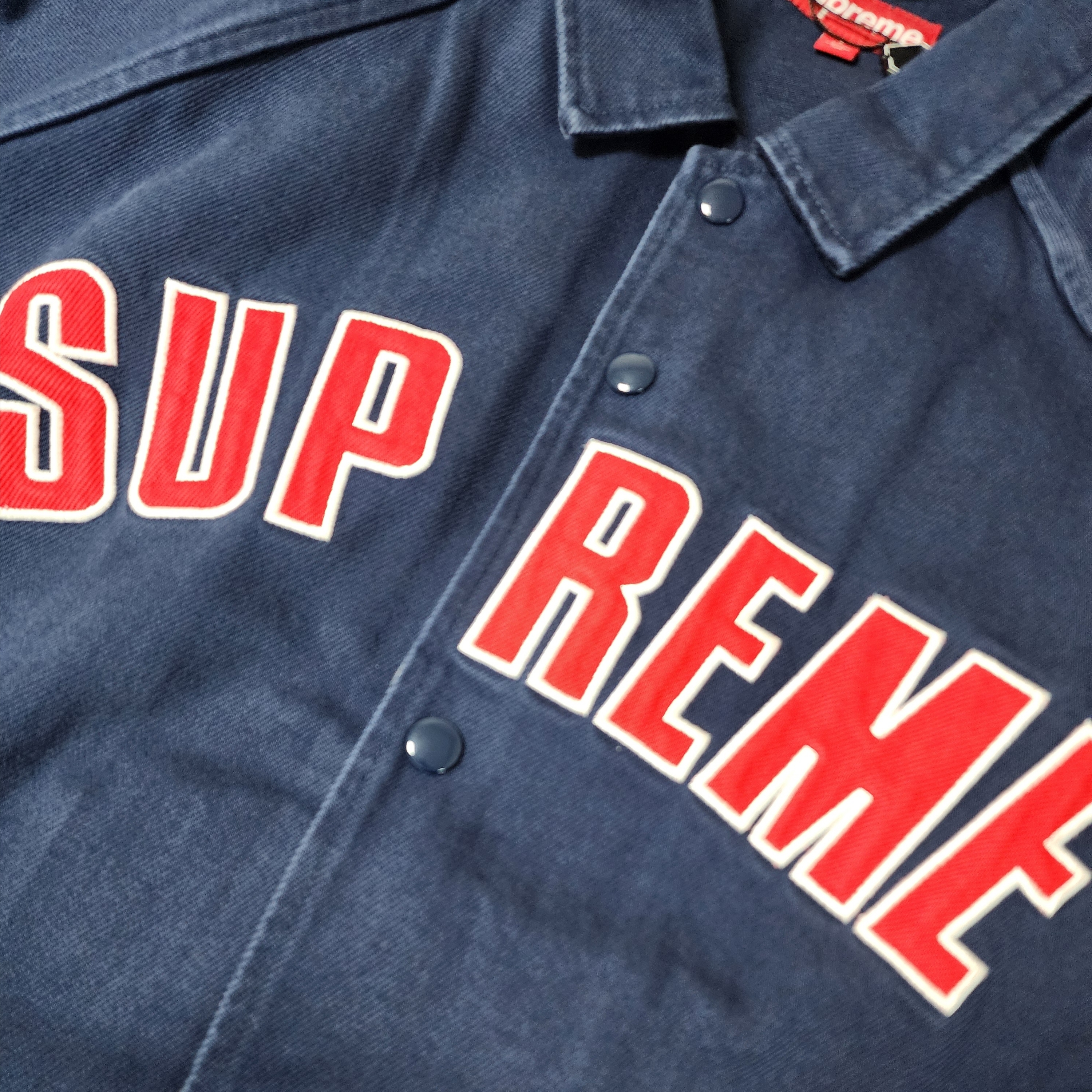 Supreme Arc Denim Coaches Jacket Navy - 24SS 착용 스타일