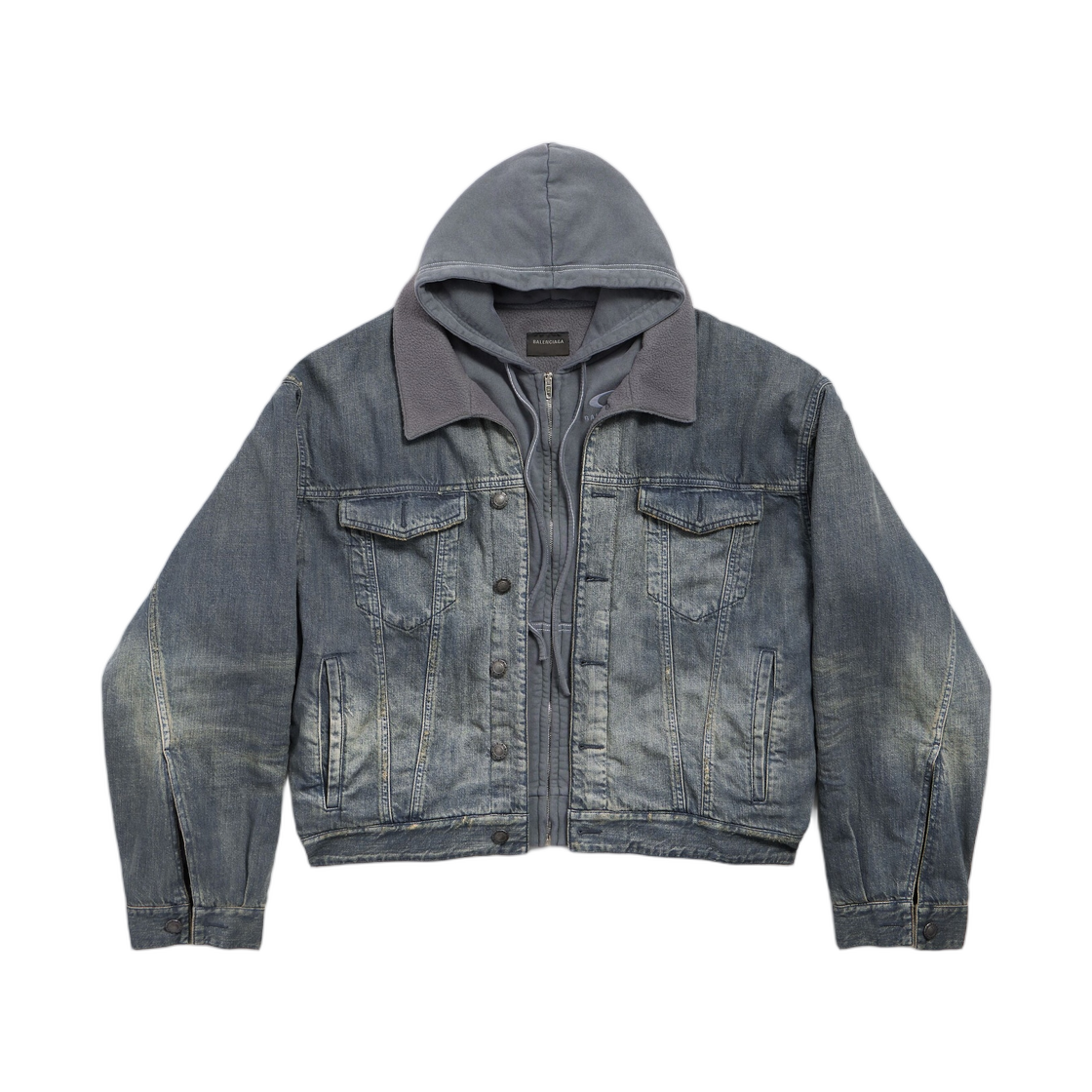 849909TTW763394 Balenciaga Layered Lined Denim Jacket Blue