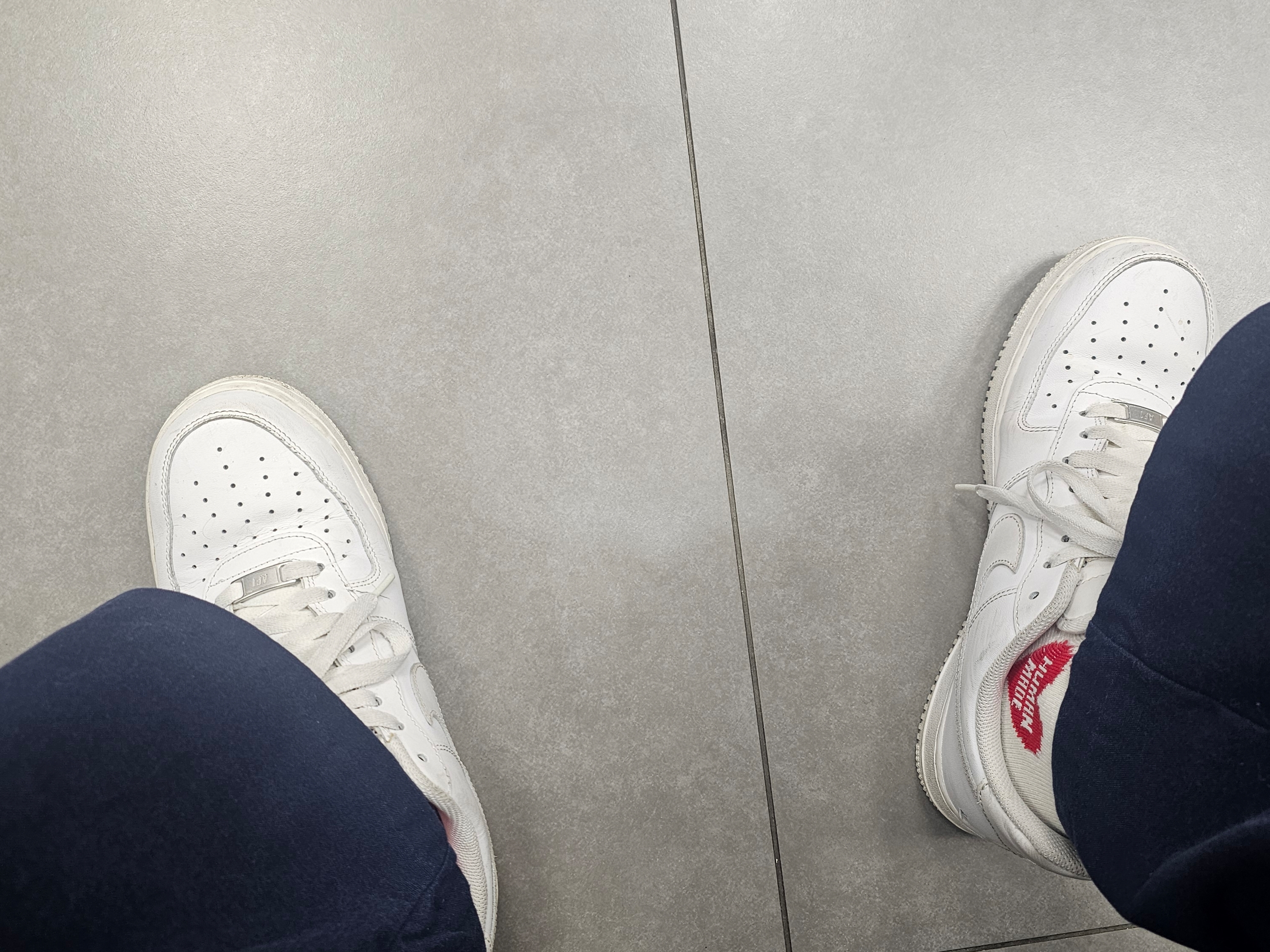 Nike Air Force 1 '07 Low White, Human Made Short Heart Pattern Socks Red 착용 스타일