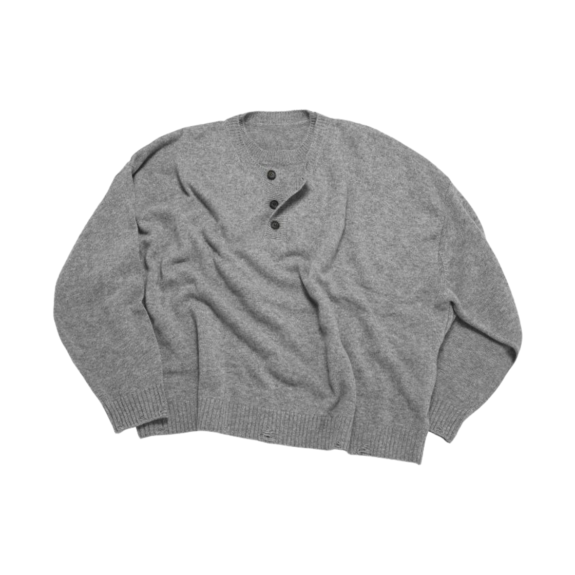 - MJD Contrast Neck Cash Crop Knit M.Grey