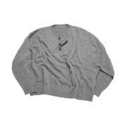 MJD Contrast Neck Cash Crop Knit M.Grey