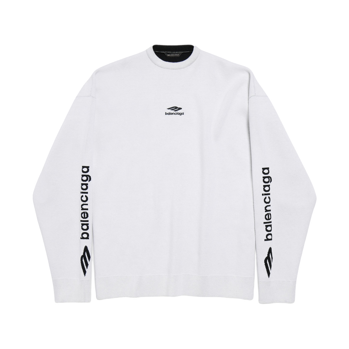 발렌시아가 3B 스포츠 아이콘 스키 크루넥 화이트 블랙(Balenciaga 3B Sports Icon Ski Crewneck White Black) - 1