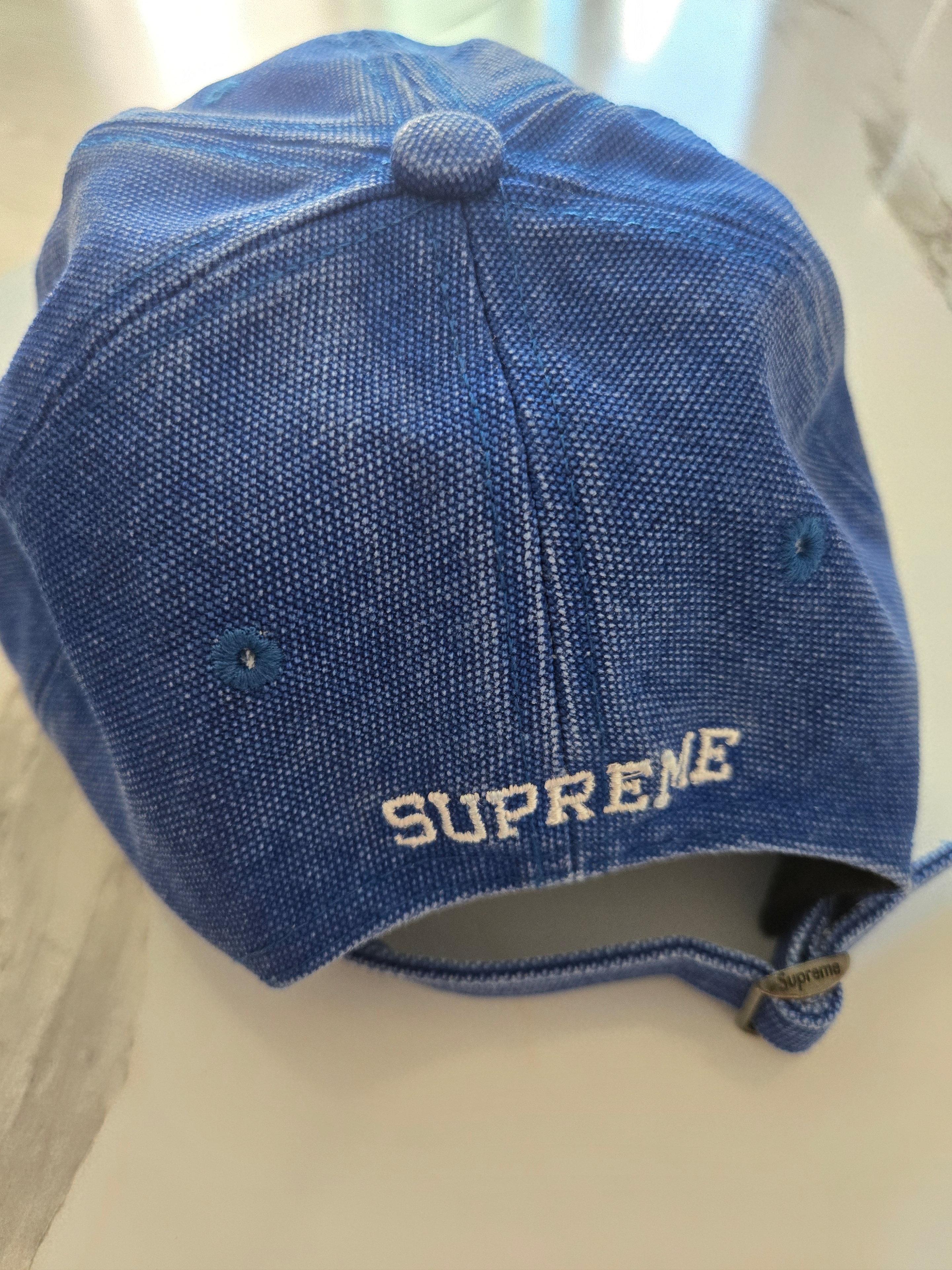 Supreme Pigment Canvas S Logo 6-Panel Navy - 23SS 착용 스타일 - 2