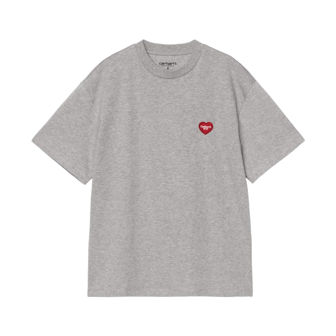(W) 칼하트 WIP 하트 패치 티셔츠 그레이 헤더 레드((W) Carhartt WIP Heart Patch T-Shirt Grey Heather Red) - 1