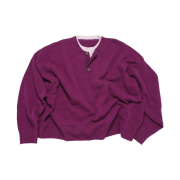 MJD Contrast Neck Cash Crop Knit Magenta