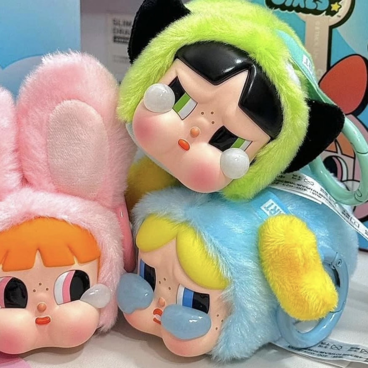 Pop Mart Crybaby x Powerpuff Girls Series Keyring Buttercup (Opened Case), Pop Mart Crybaby x Powerpuff Girls Series Keyring Bunny Blossom (Opened Case) 착용 스타일