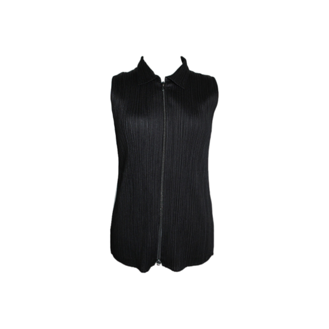 이세이 미야케 플리츠 플리즈 블랙 주름 집업 베스트 3(Issey Miyake Pleats Please Black Pleated Zip Vest 3)