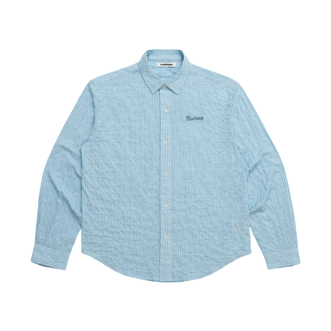 (W) 매드해피 플래드 버튼다운 셔츠 인디고 스트라이프((W) Madhappy Plaid Buttondown Shirt Indigo Stripe)