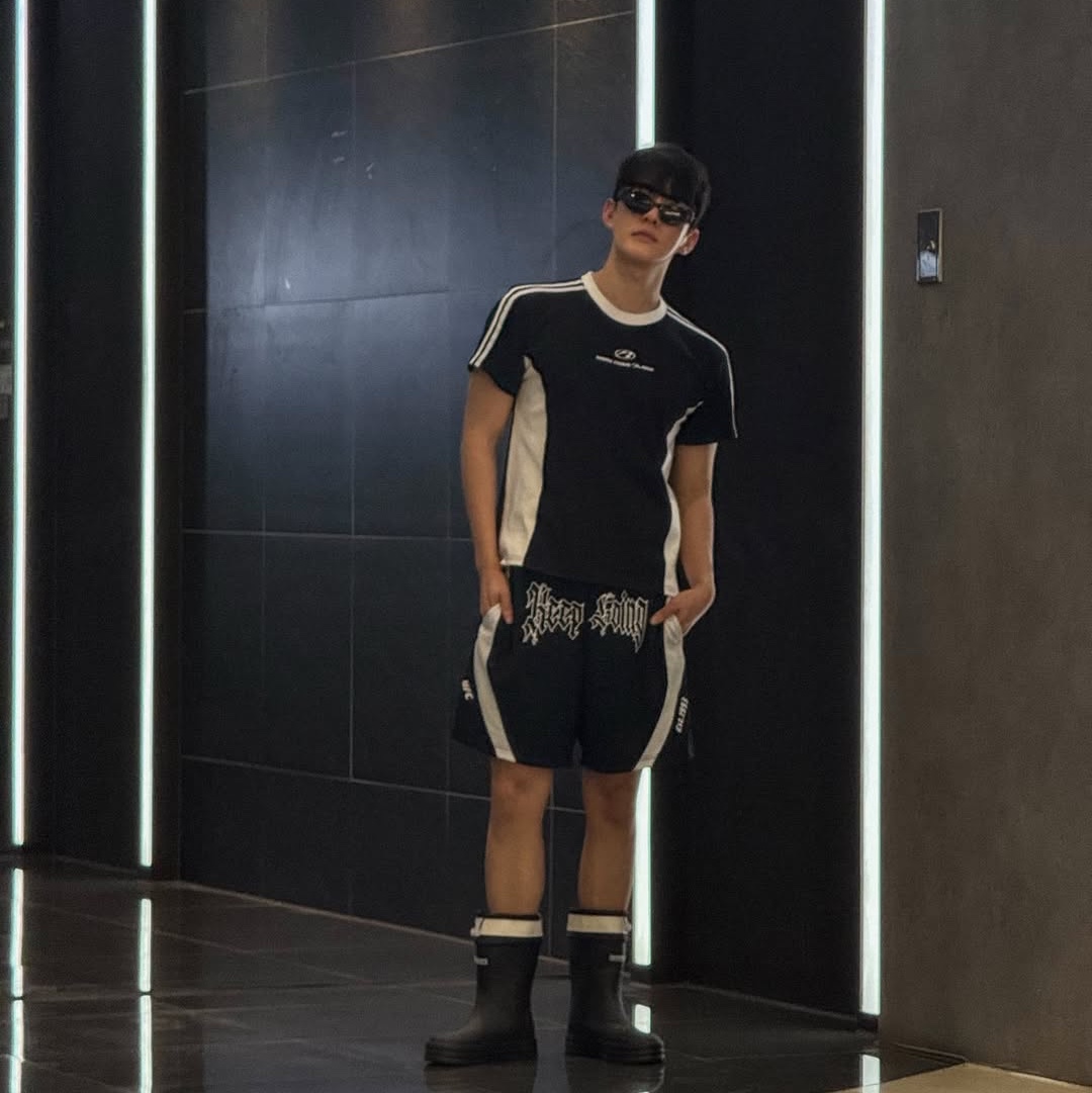 earpearp Sheer String Rain Boots Middle Black 착용 스타일 - 2