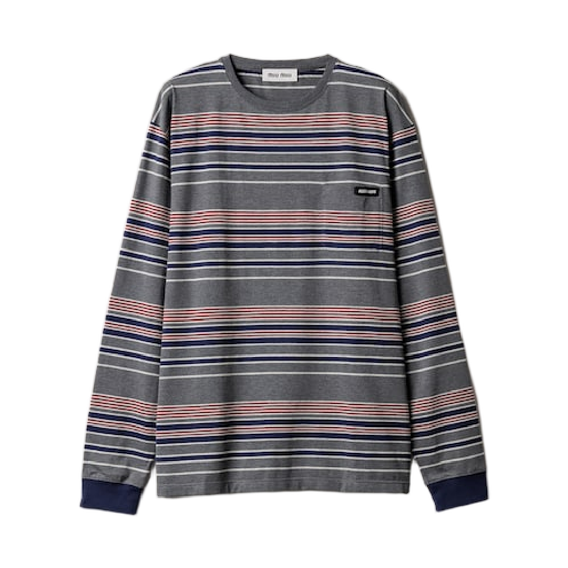 MJLA18-18ZV-F0R3S (W) Miu Miu Striped Jersey T-Shirt Slate Gray Blue