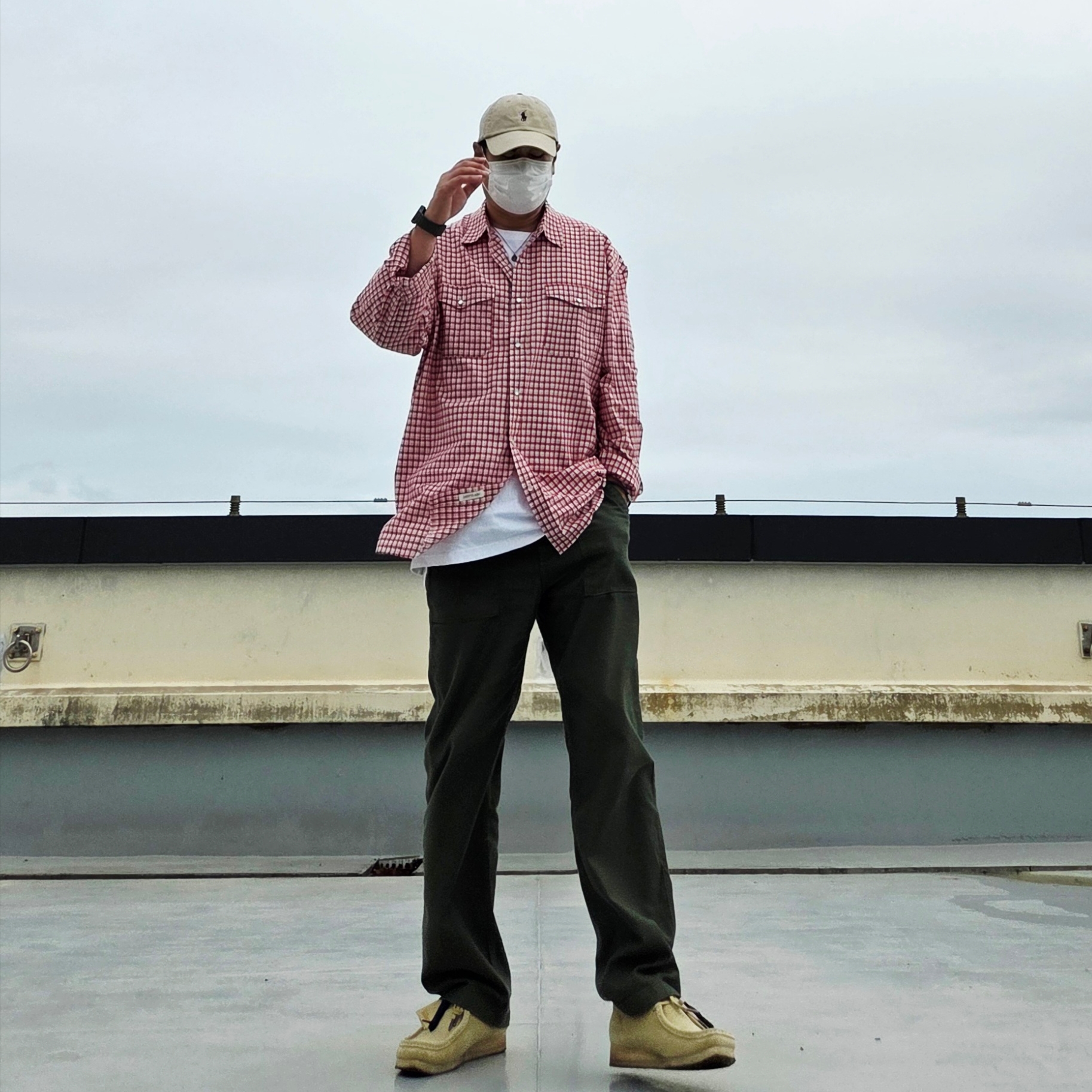 [20% 적립] Polo Ralph Lauren Cotton Chino Baseball Cap Nubuck Relay Blue - 25SS, General Idea Man Western Check Shirts Red 착용 스타일 - 1