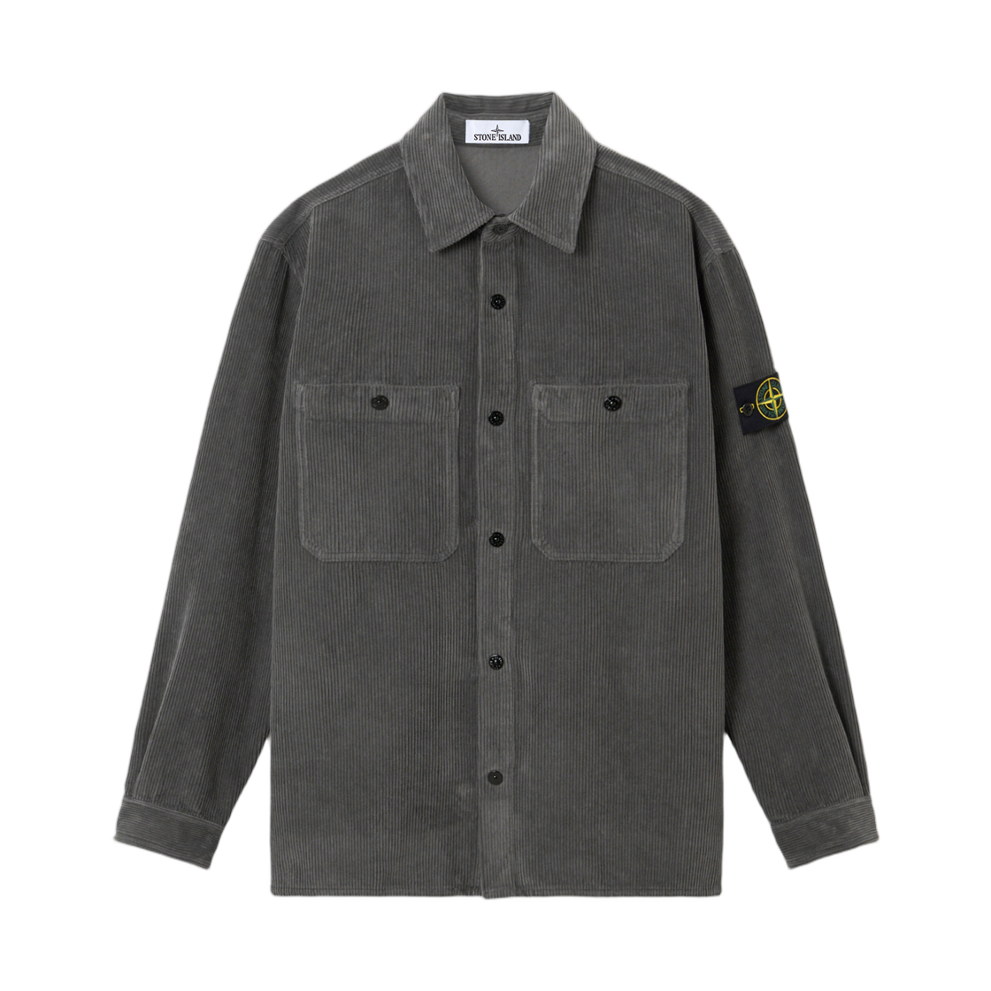 K2S1512000-12S0212-V006B Stone Island 1200012 Organic Cotton Corduroy 800 Comfort Fit Overshirt with Pockets and Snap Fastening Steel Blue - 25FW