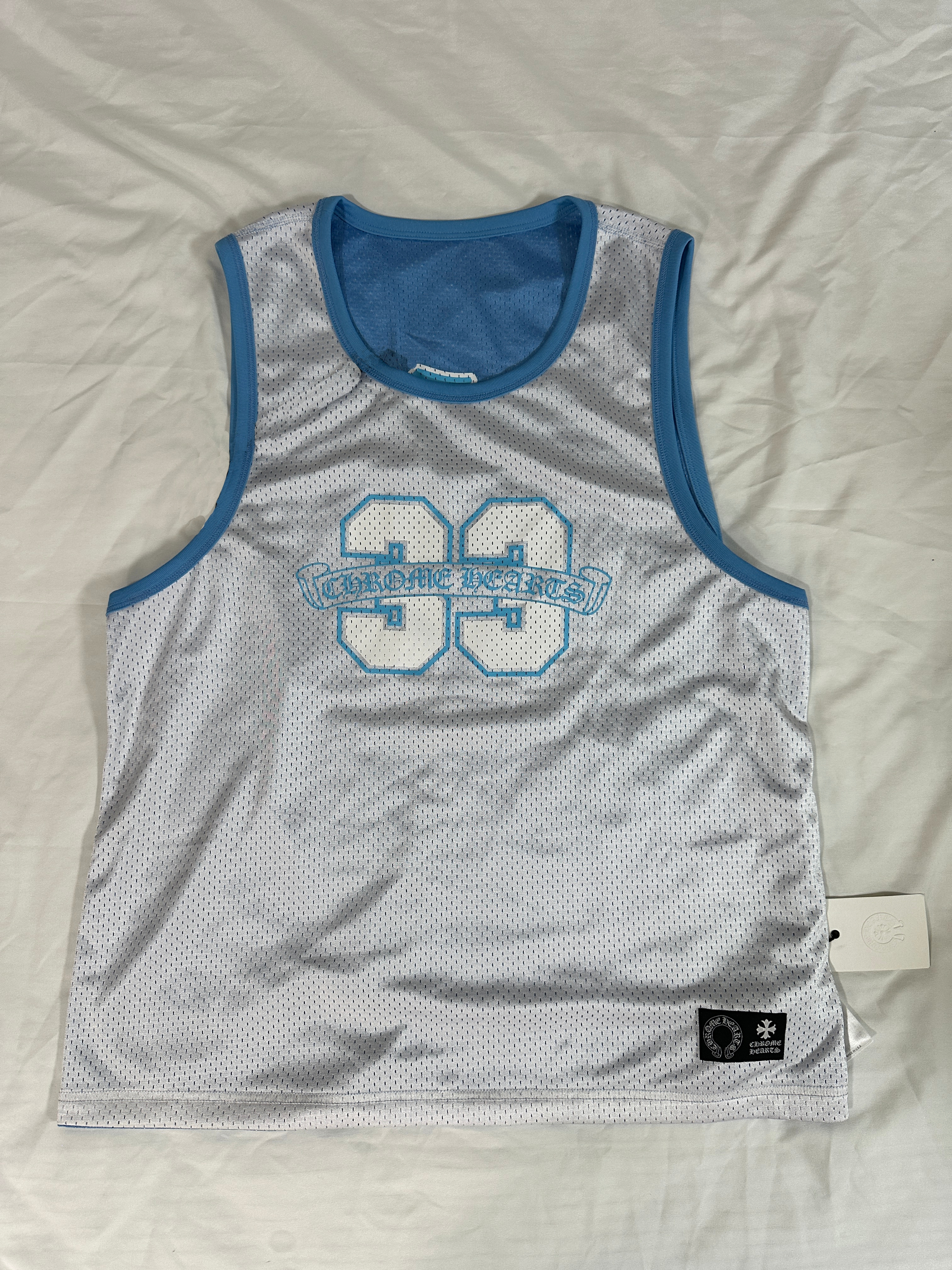 Chrome Hearts Reversible Mesh Basketball Jersey Sky Blue 착용 스타일 - 2