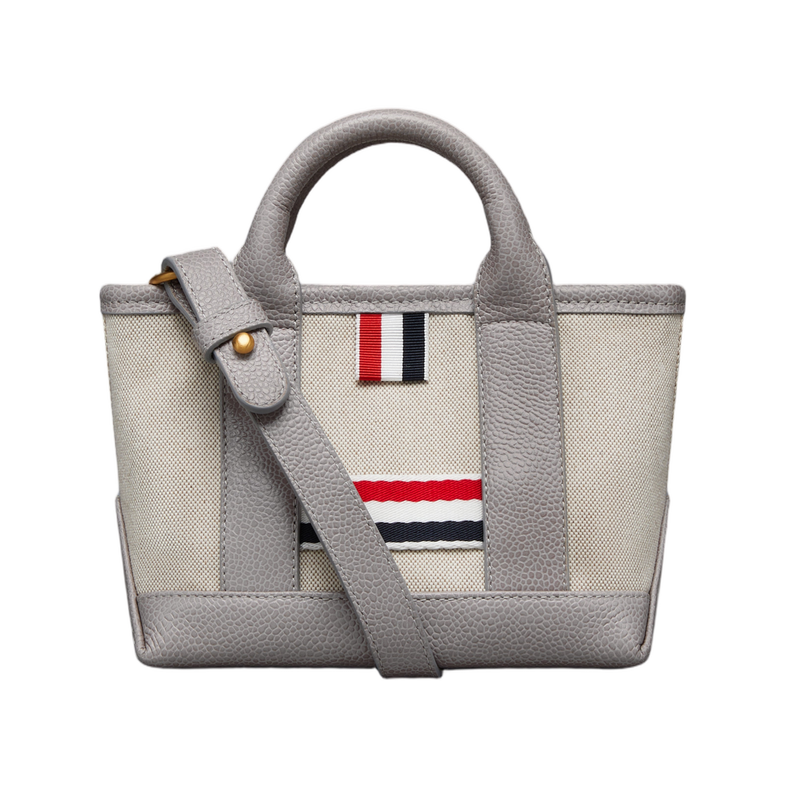 톰브라운 솔트 앤 페퍼 코튼 캔버스 마이크로 툴 토트 라이트 그레이(Thom Browne Salt and Pepper Cotton Canvas Micro Tool Tote Light Grey)