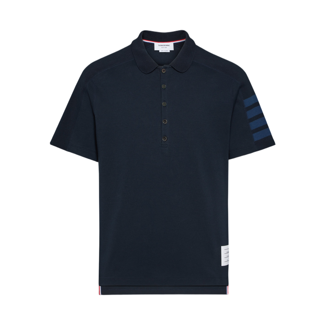 MJP192B-07323-415 Thom Browne Milano Cotton 4-Bar Polo Navy