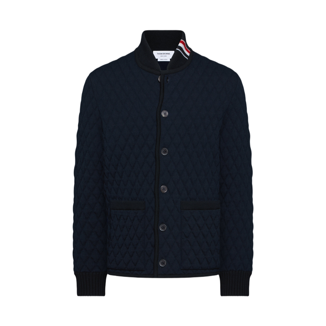 MKJ138A-Y1029-415 Thom Browne Merino Wool Intarsia Jacquard Work Jacket Navy