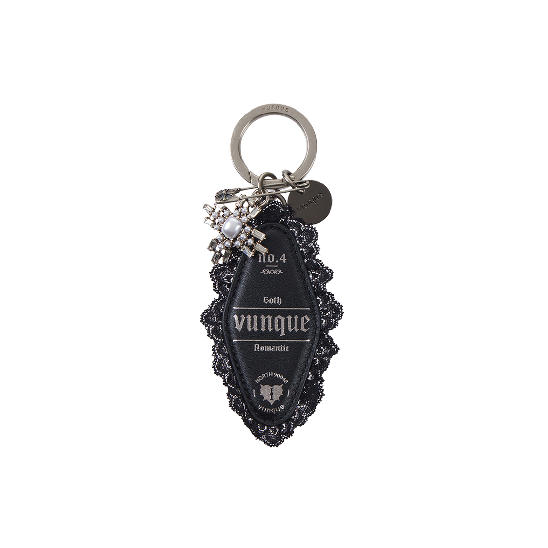 분크 고스 레이스 레더 참 블랙(vunque Goth Lace Leather Charm Black)