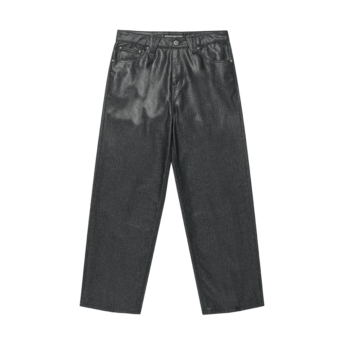 WH5B2D6160BLK WESLEY HYUSTON Herringbone Glow Wide Denim Pants Black