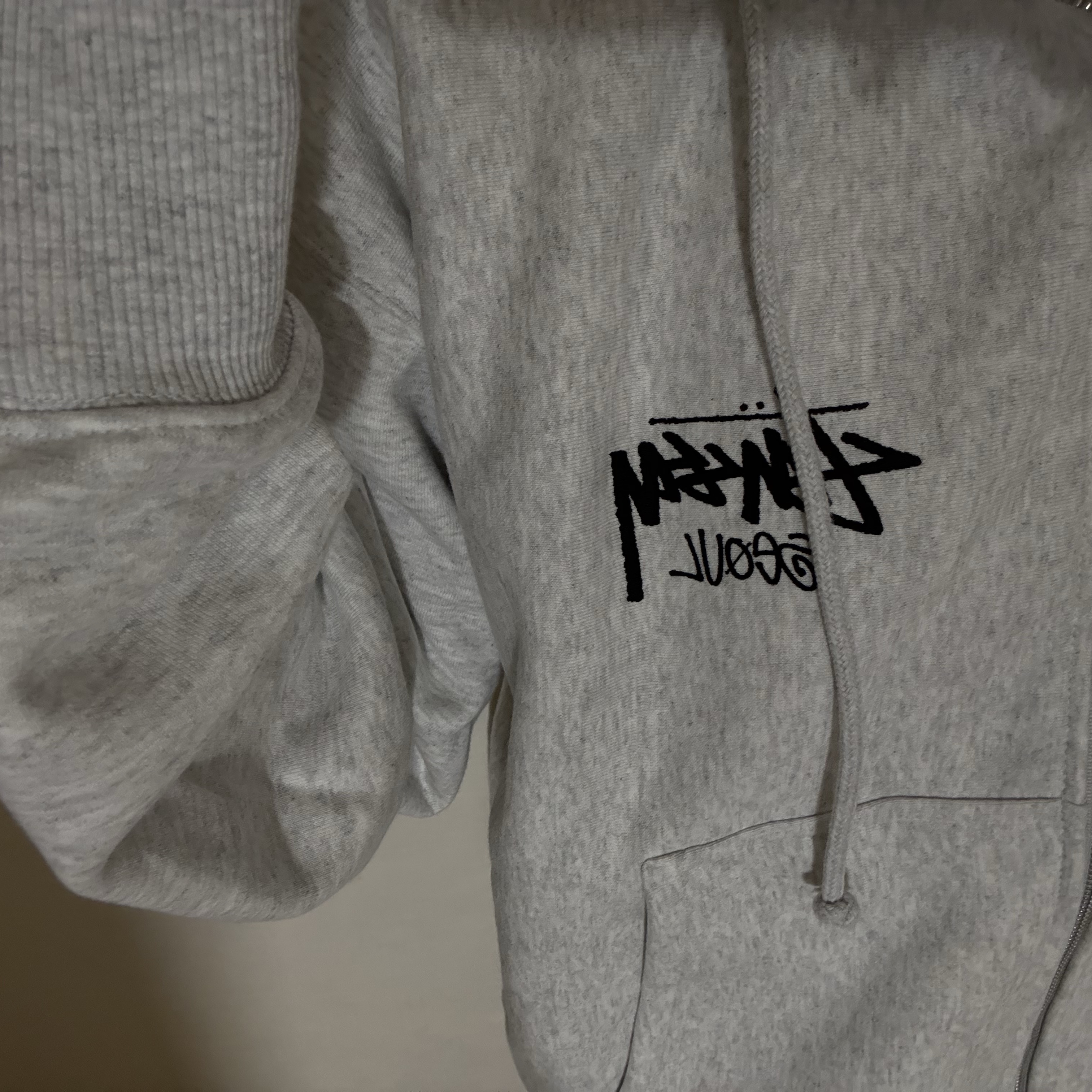 Stussy Stock Seoul Zip Hood Ash Heather 착용 스타일 - 1