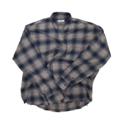 Nonnod Flexible String Check Shirt Blue Grunge