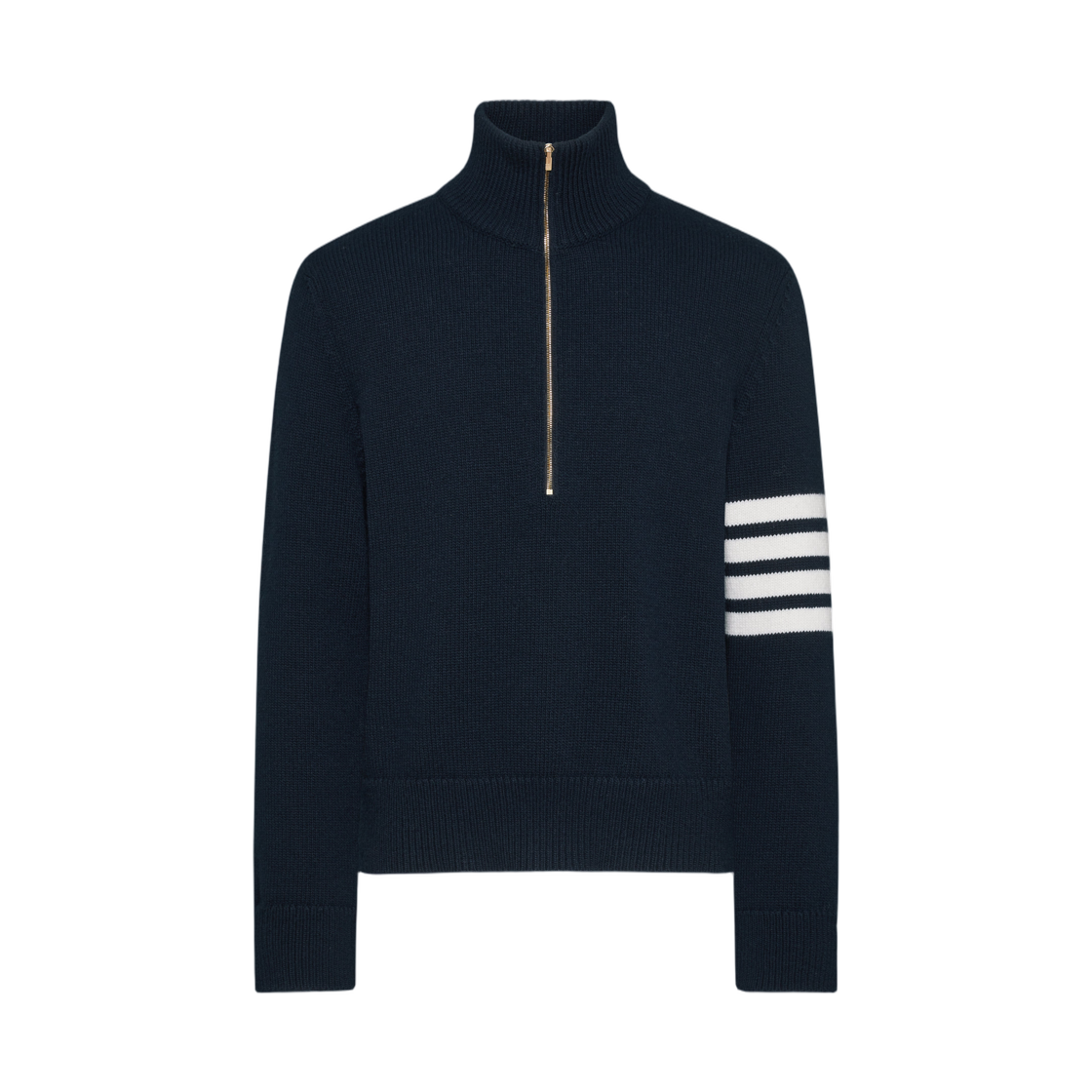 MKA567A-Y1029-415 Thom Browne Merino Wool 4-Bar Funnel Neck Pullover Navy