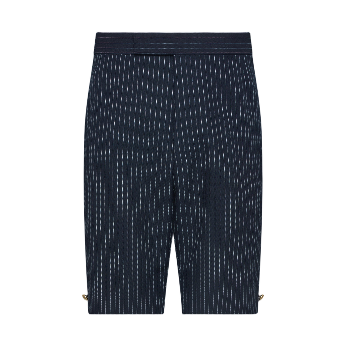 MTC002A-F0932-415 Thom Browne Pinstripe High Twist Wool Shorts Navy
