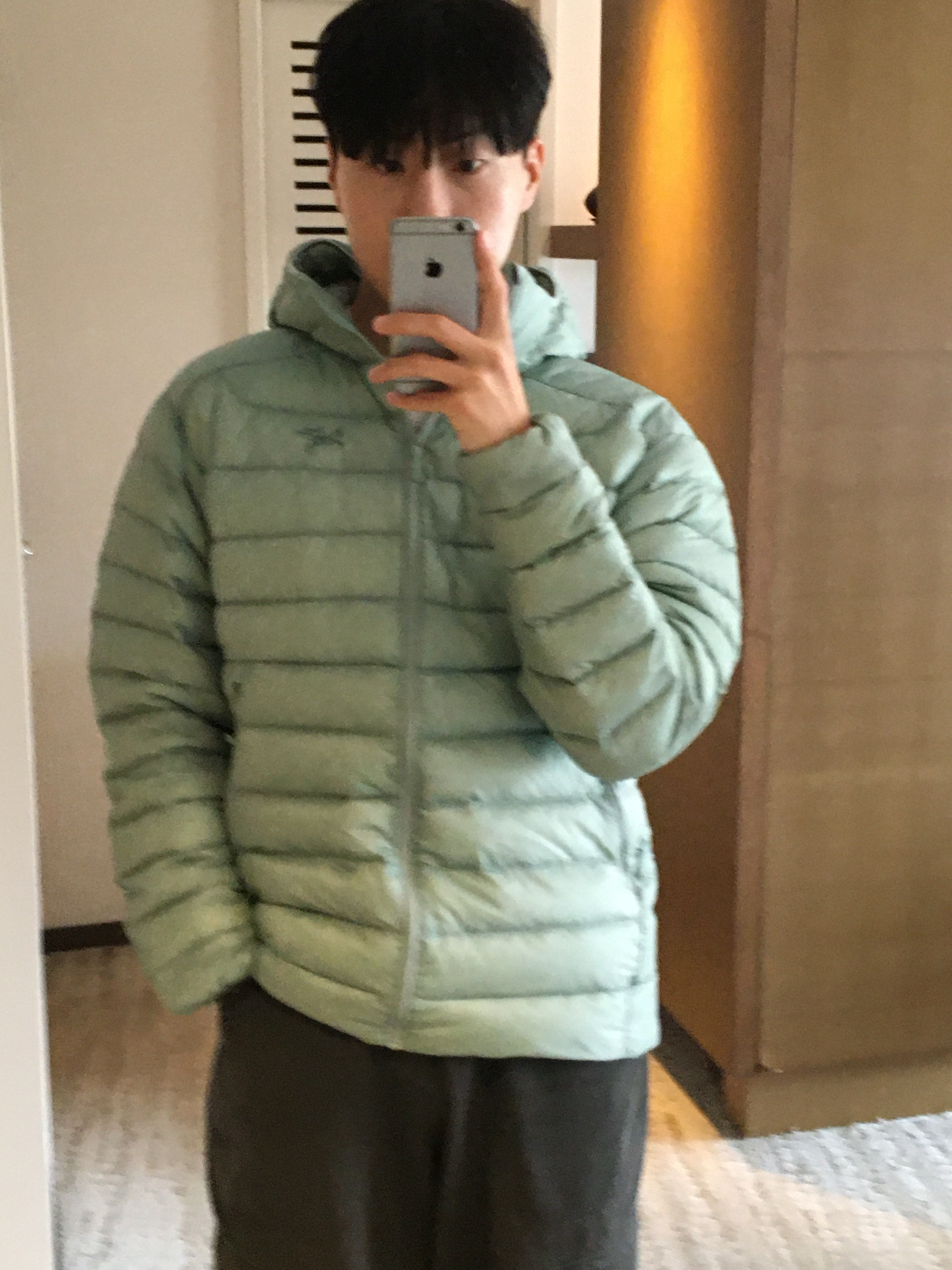 Arc'teryx Cerium Hoody Stone Green 착용 스타일 - 3