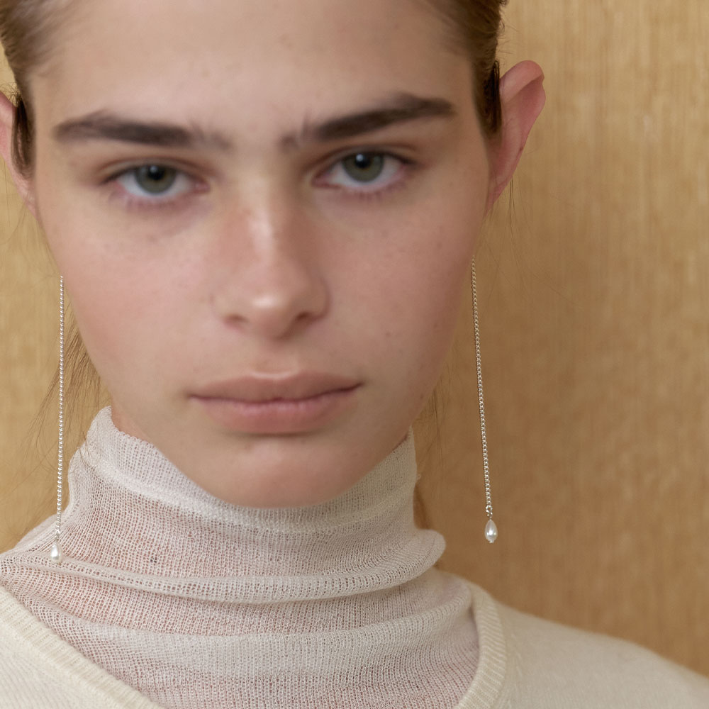 러브미몬스터 진주 물방울 롱 귀걸이 A_실버볼(lovememonster Pearl Drops Long Earrings A_Silver Ball) - 3