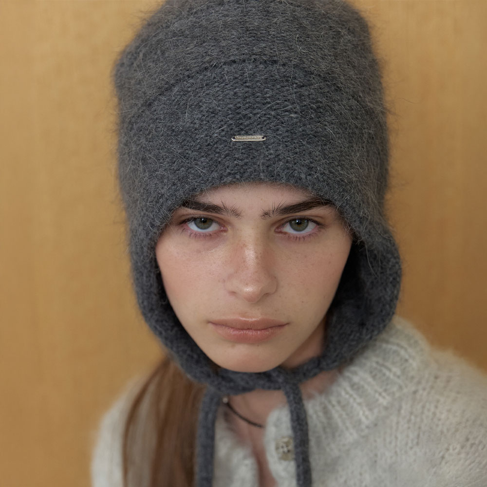 러브미몬스터 앙고라 귀달이 비니 차콜(lovememonster Angora Earflap Beanie Charcoal) - 3