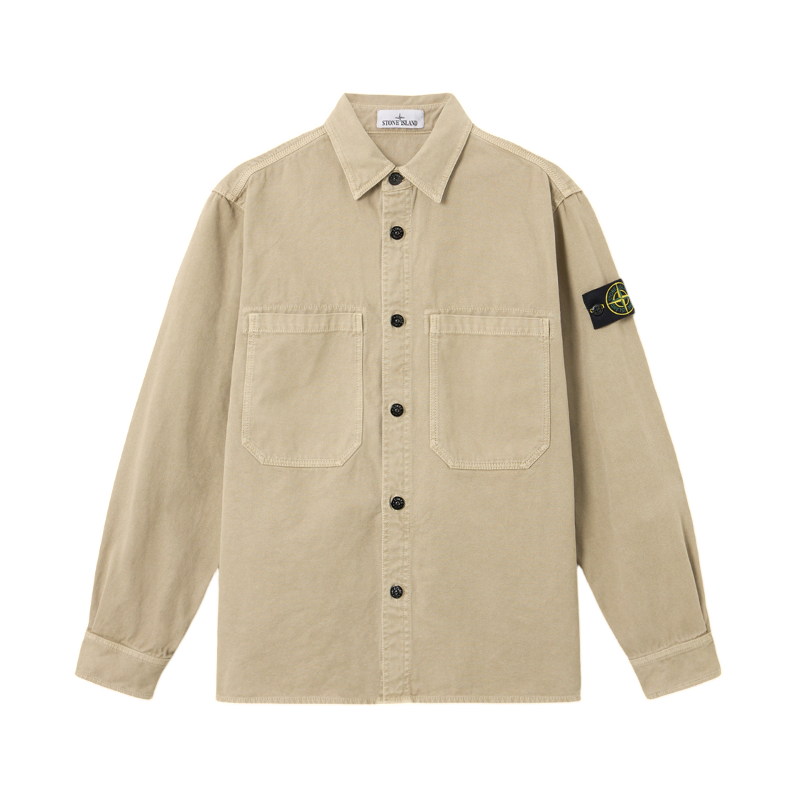 K2S1512000-25S0184-V019A Stone Island 1200025 Organic Panama Cotton Old Effect Comfort Fit Overshirt with Chest Pockets Desert - 25FW