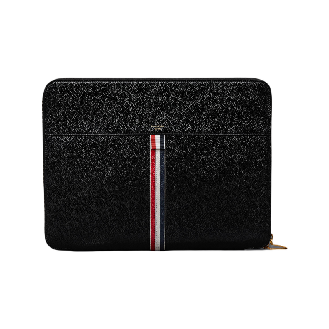 MAC070A-00198-001 Thom Browne Pebble Grain Zip Around Folio Black