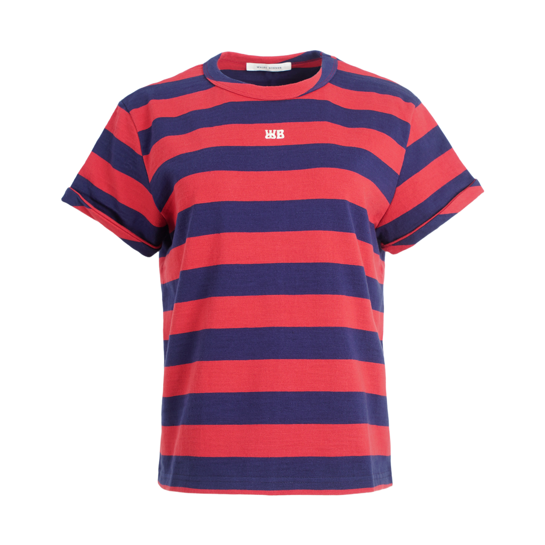 (W) 웨일스 보너 시티 크롭 티셔츠 레드 네이비((W) Wales Bonner City Cropped T-Shirt Red Navy)