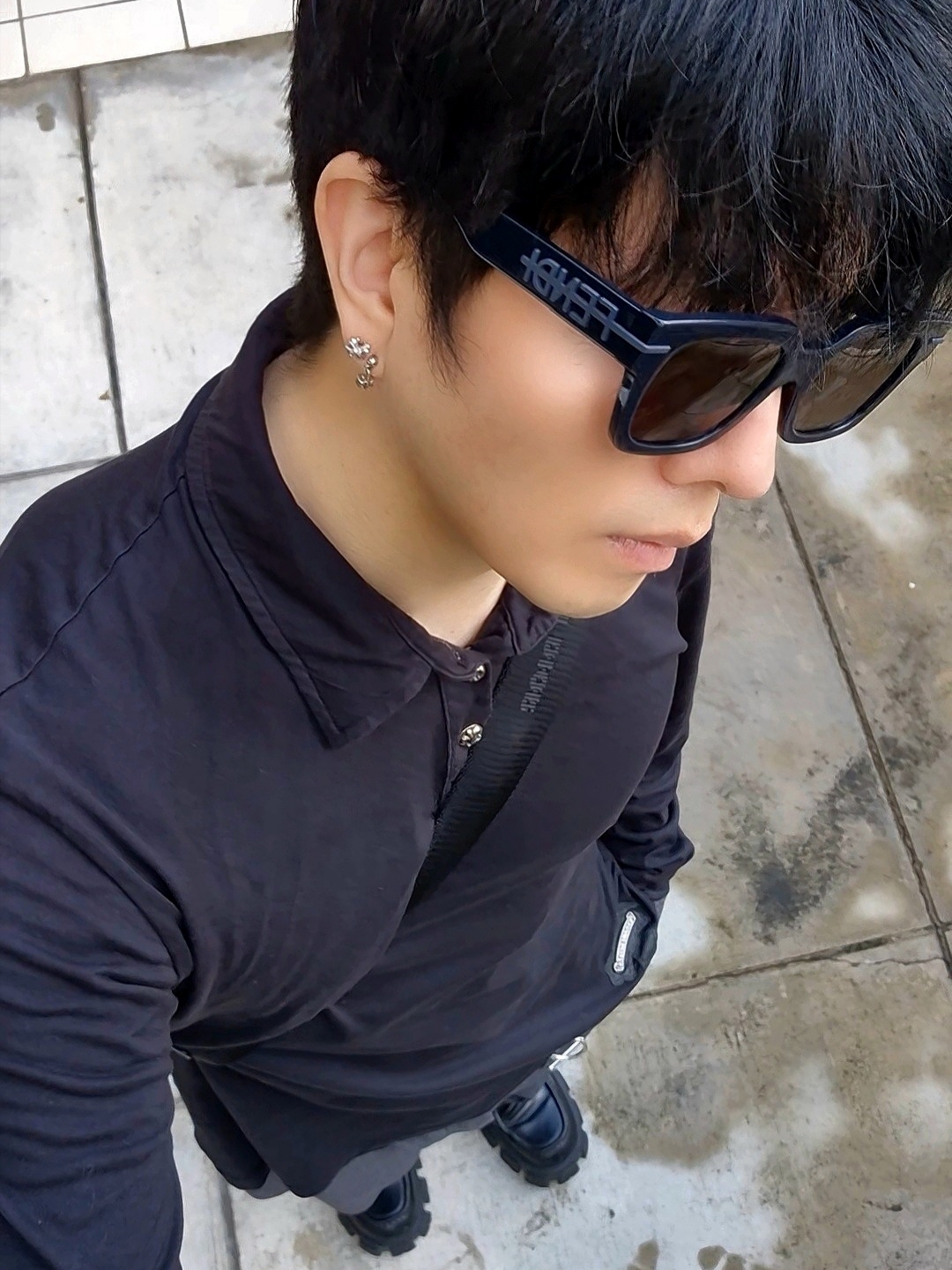 Prada Monolith Brushed Leather Loafers Black 착용 스타일