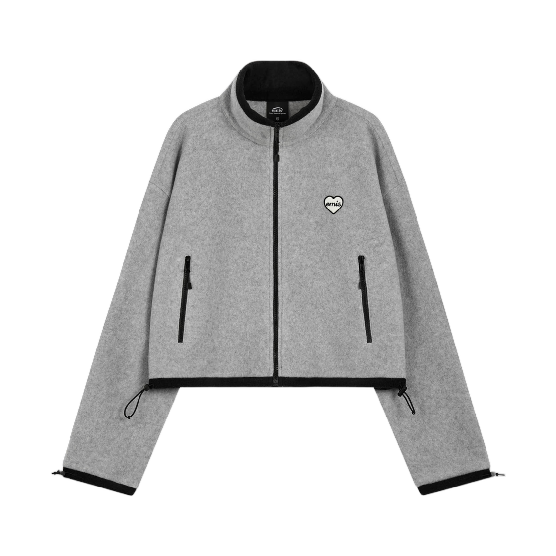 (W) 이미스 크롭 하트 와펜 집업 플리스 그레이((W) Emis Cropped Heart Wappen Zip Up Fleece Gray)