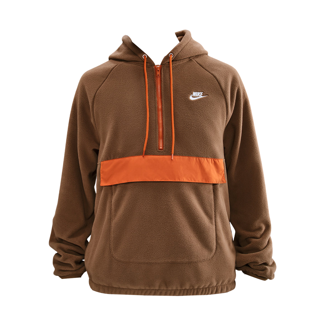 HV1440-235 Nike NSW Club Winterized Top Mosswood Brown Campfire Orange - Asia