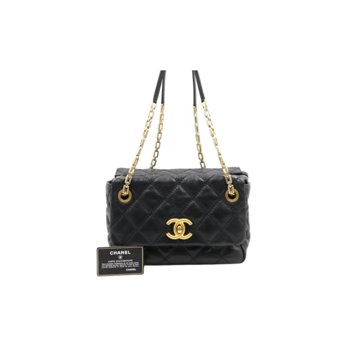 IT2I9NFJASOE Chanel Caviar Leather Wild Stitch Square Flap Gold Chain Shoulder Bag