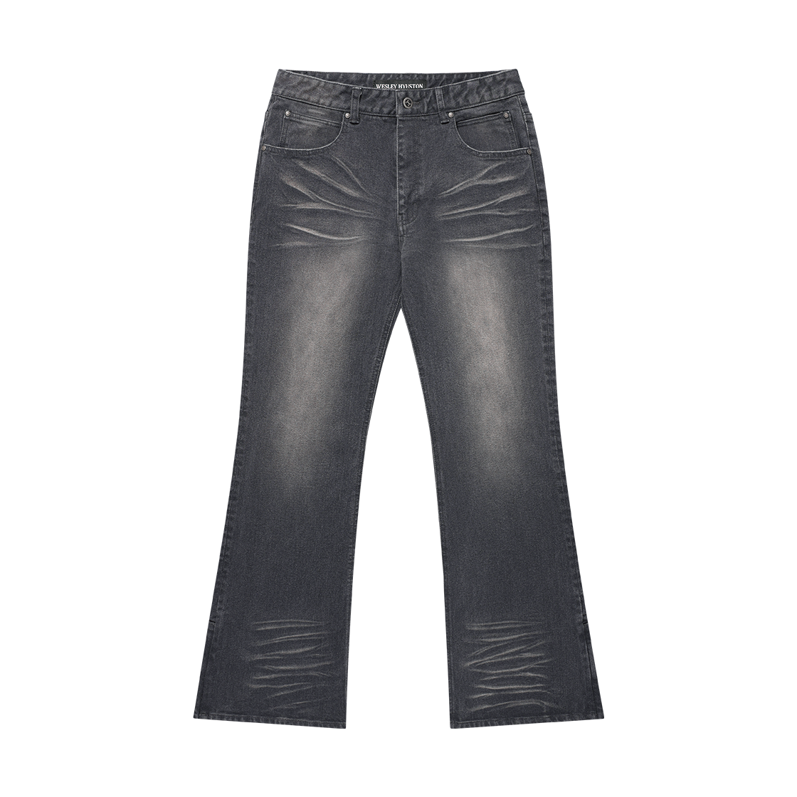 웨슬리휴스턴 로웰 엠브로이더리 부츠컷 데님 팬츠 다크그레이(WESLEY HYUSTON Rowel Embroidery Boots Cut Denim Pants Dark Grey)