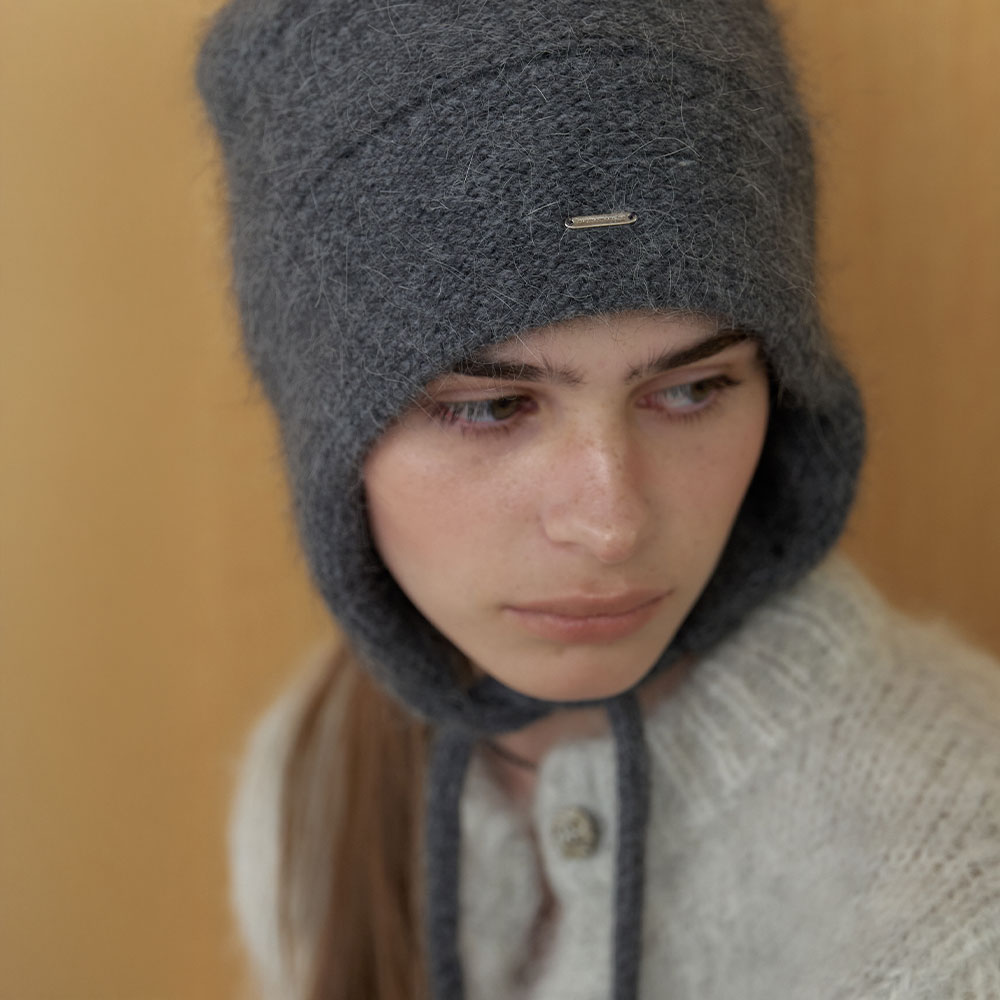 러브미몬스터 앙고라 귀달이 비니 차콜(lovememonster Angora Earflap Beanie Charcoal) - 2