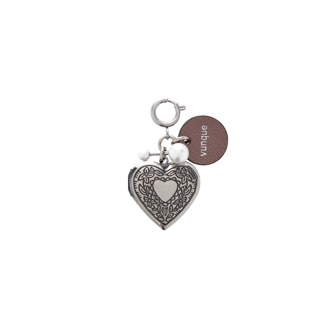 분크 하트 메모리 레더 참 피콜로 라떼핑크(vunque Heart Memory Leather Charm Piccolo Latte Pink)