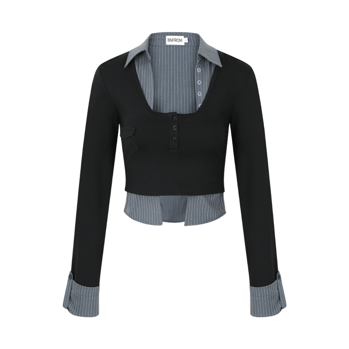 BN25FWTO01 Bnfrom Layered Shirt Sleeve Black