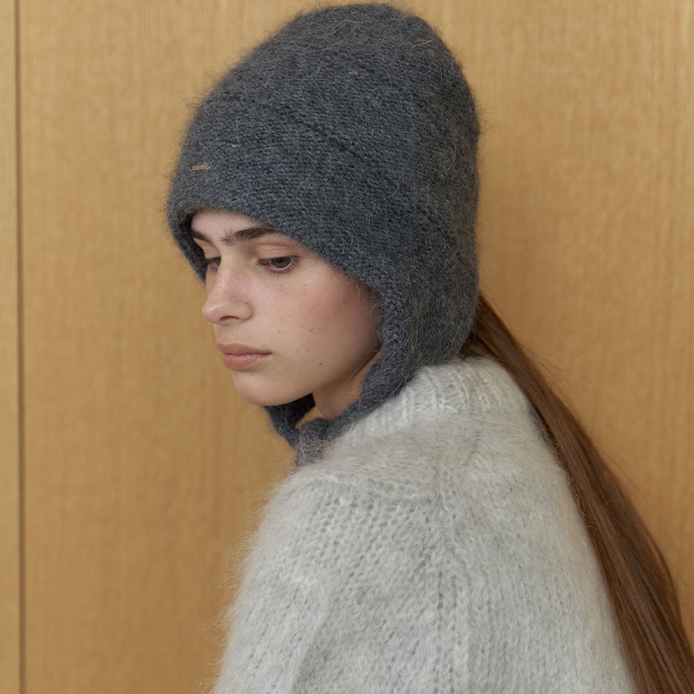 러브미몬스터 앙고라 귀달이 비니 차콜(lovememonster Angora Earflap Beanie Charcoal) - 4