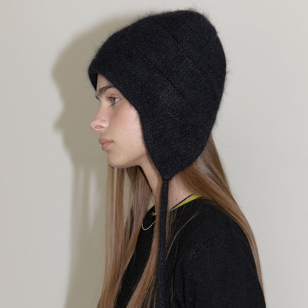 러브미몬스터 앙고라 귀달이 비니 블랙(lovememonster Angora Earflap Beanie Black) - 3