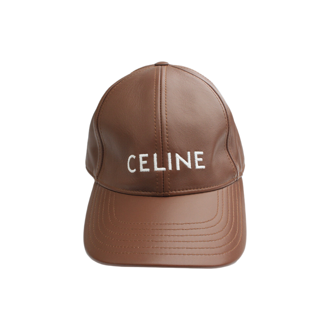 IT5S84QREJMM Celine Brown Lambskin Logo Baseball Cap