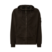 C.P. Company Brushed & Emerized Diagonal Fleece Boxy Goggle Sweatshirt Black - 25FW