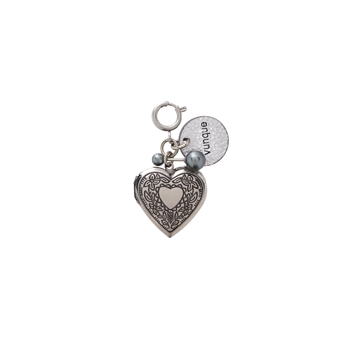 P0000FIU_K vunque Heart Memory Leather Charm Piccolo Silver