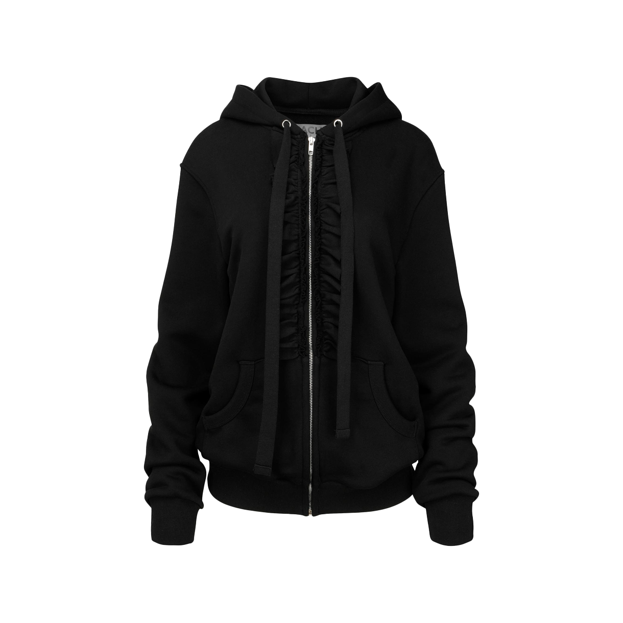 나체 우먼 러플 후드 집업 블랙 - 25FW(Nache Women Ruffle Hoodie Zip-Up Black - 25FW)